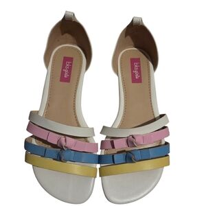 Bks Girl White and Pink Sandals with Open-Toe Design